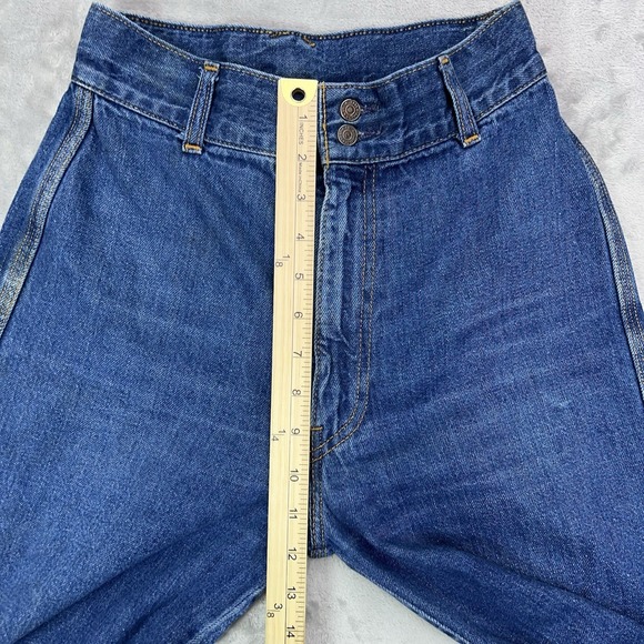 Vintage LEVI'S Cinch Back Jeans Womens 9 Blue Wide Leg Bell Bottom 70s High Rise - Picture 15 of 16